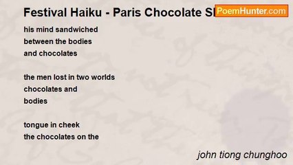 john tiong chunghoo - Festival Haiku - Paris Chocolate Show 2012
