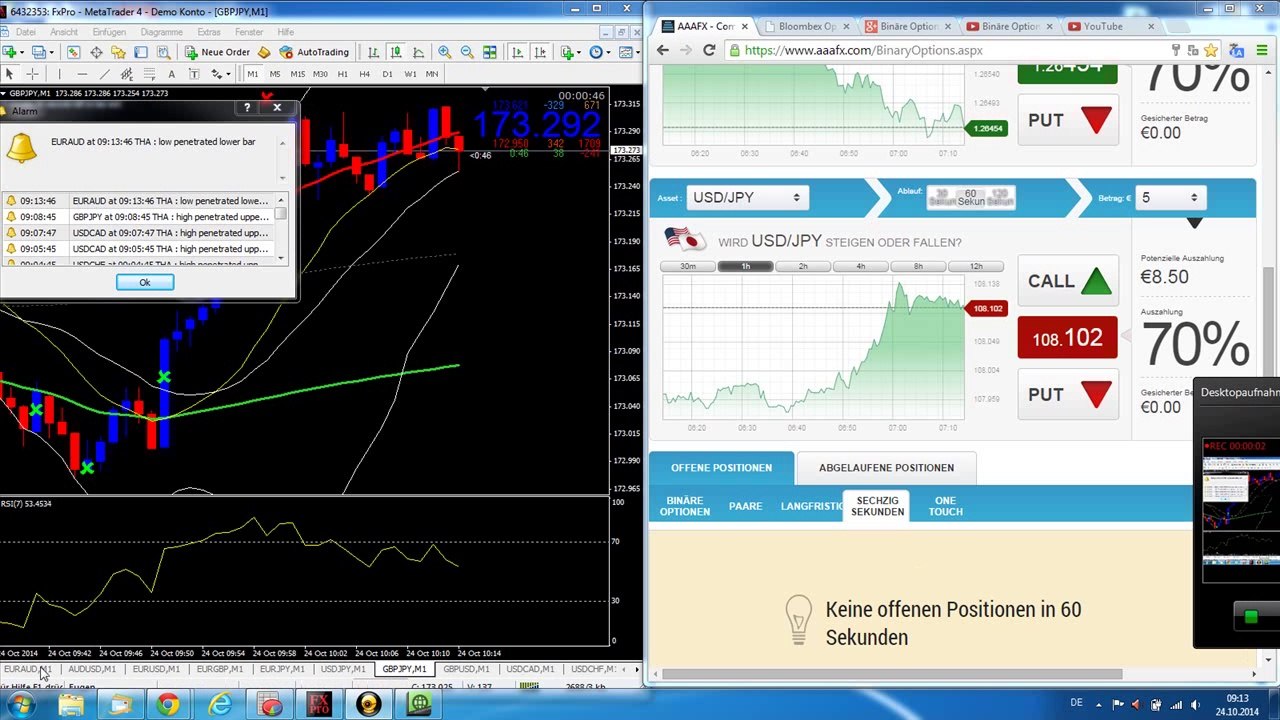 Binäre Optionen Template BINARY-BOMB EUR/AUD Live Trade 24.10.2014
