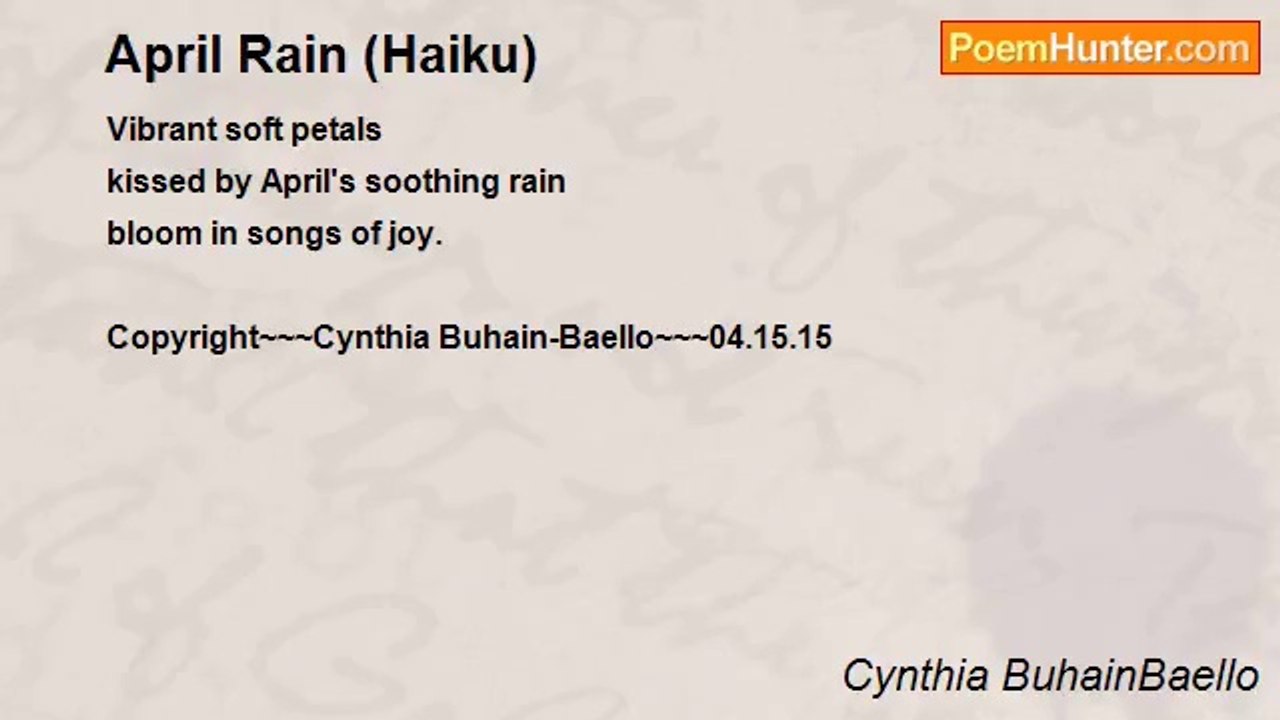 Cynthia BuhainBaello - April Rain (Haiku)