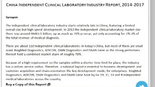 China Independent Clinical Laboratory Industry to 2017