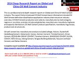 2014 Deep Research Report on Global and China Oil Well Cement Industry