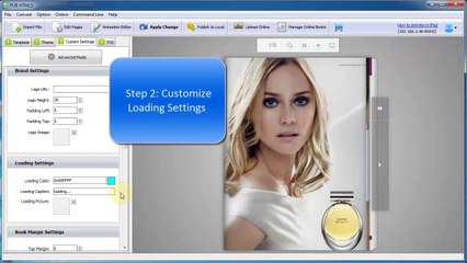 How can I create online page flip book with custom loading?