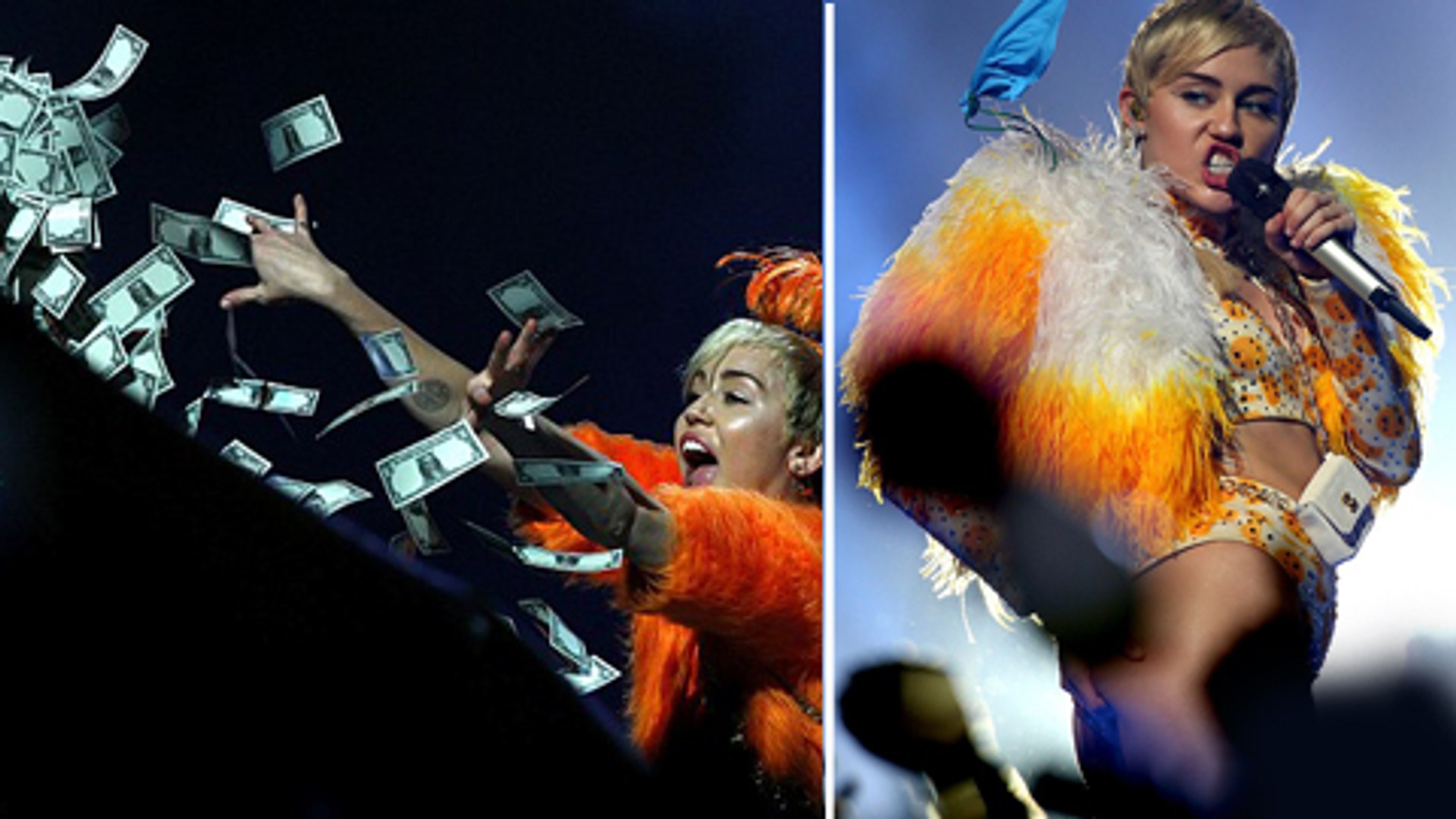 Miley Cyrus A$$-Grabbing, Fake Money, Feathers and more! | End of Bangerz Tour