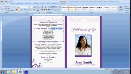 How To Customize A Funeral Programs Template, Memorial programs templates