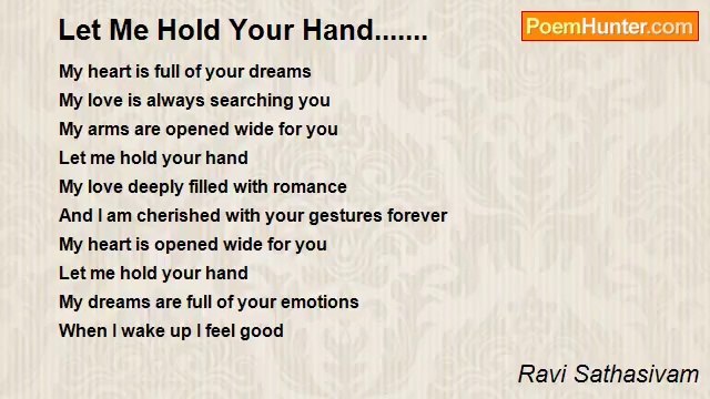 Ravi Sathasivam - Let Me Hold Your Hand.......