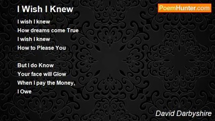David Darbyshire - I Wish I Knew