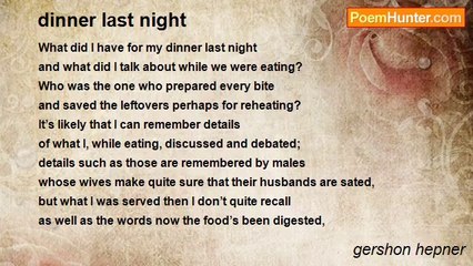 gershon hepner - dinner last night