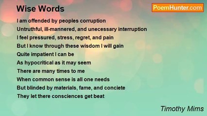 Timothy Mims - Wise Words