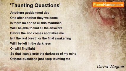 David Wagner - 'Taunting Questions'