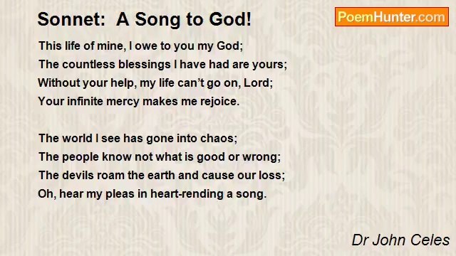 Dr John Celes - Sonnet: A Song to God!
