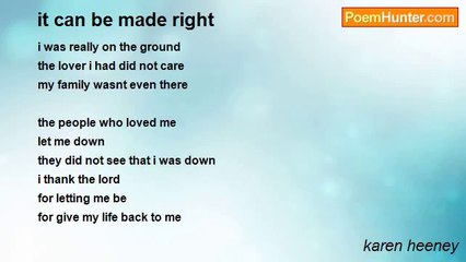 karen heeney - it can be made right