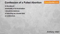 Anthony Weir - Confession of a Failed Abortion