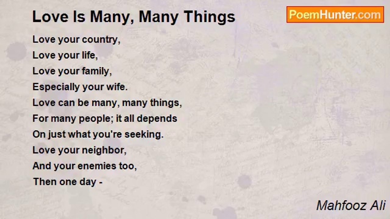 Mahfooz Ali - Love Is Many, Many Things