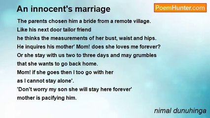 nimal dunuhinga - An innocent's marriage