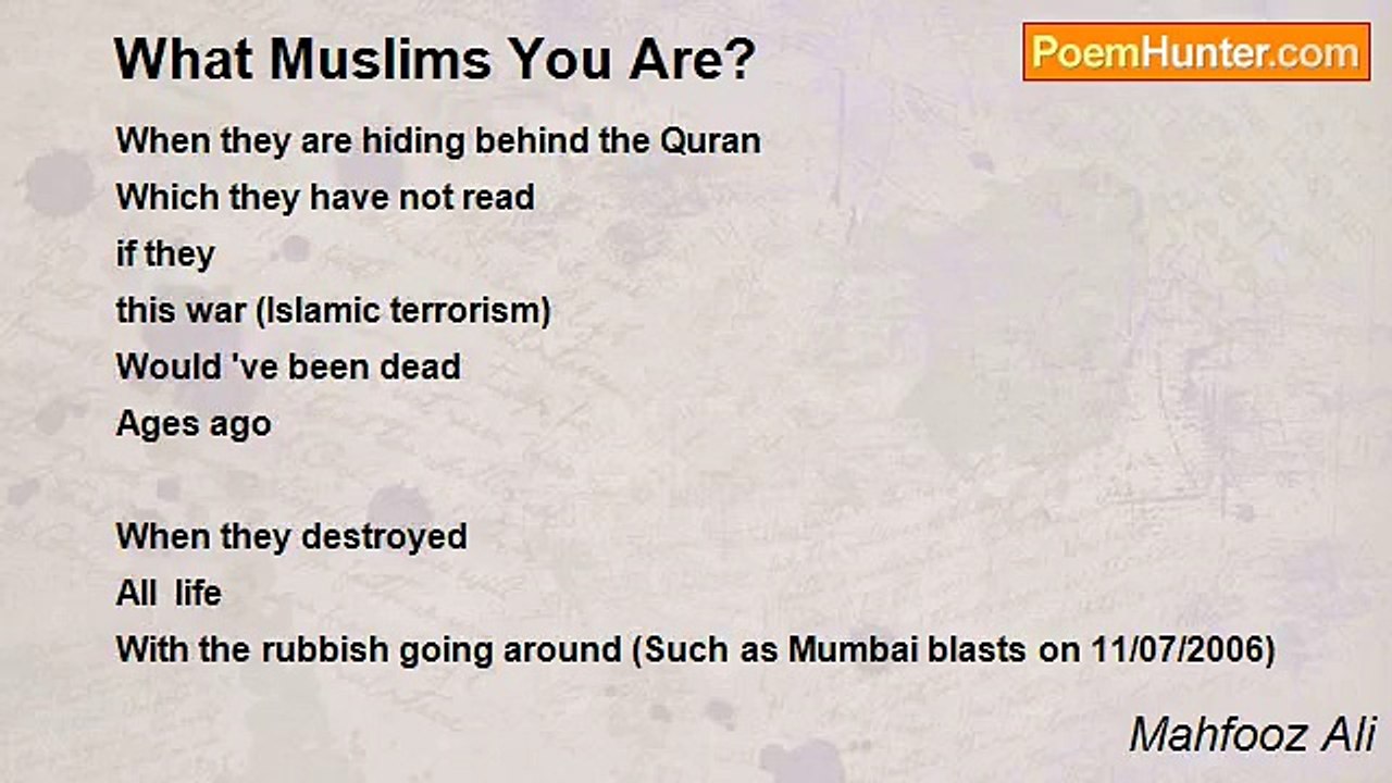 Mahfooz Ali - What Muslims You Are?