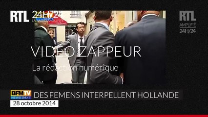 François Hollande pris à parti par des Femens