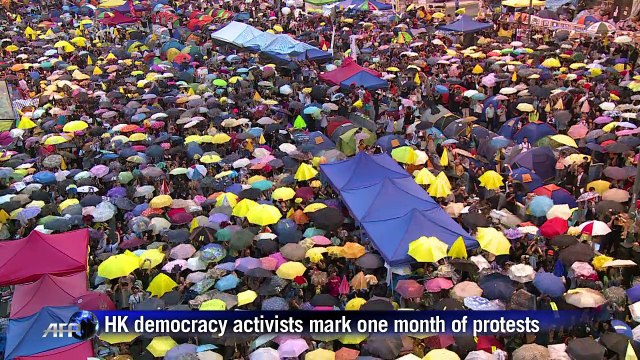 Hong Kong activists mark one month of 'Umbrella Movement'