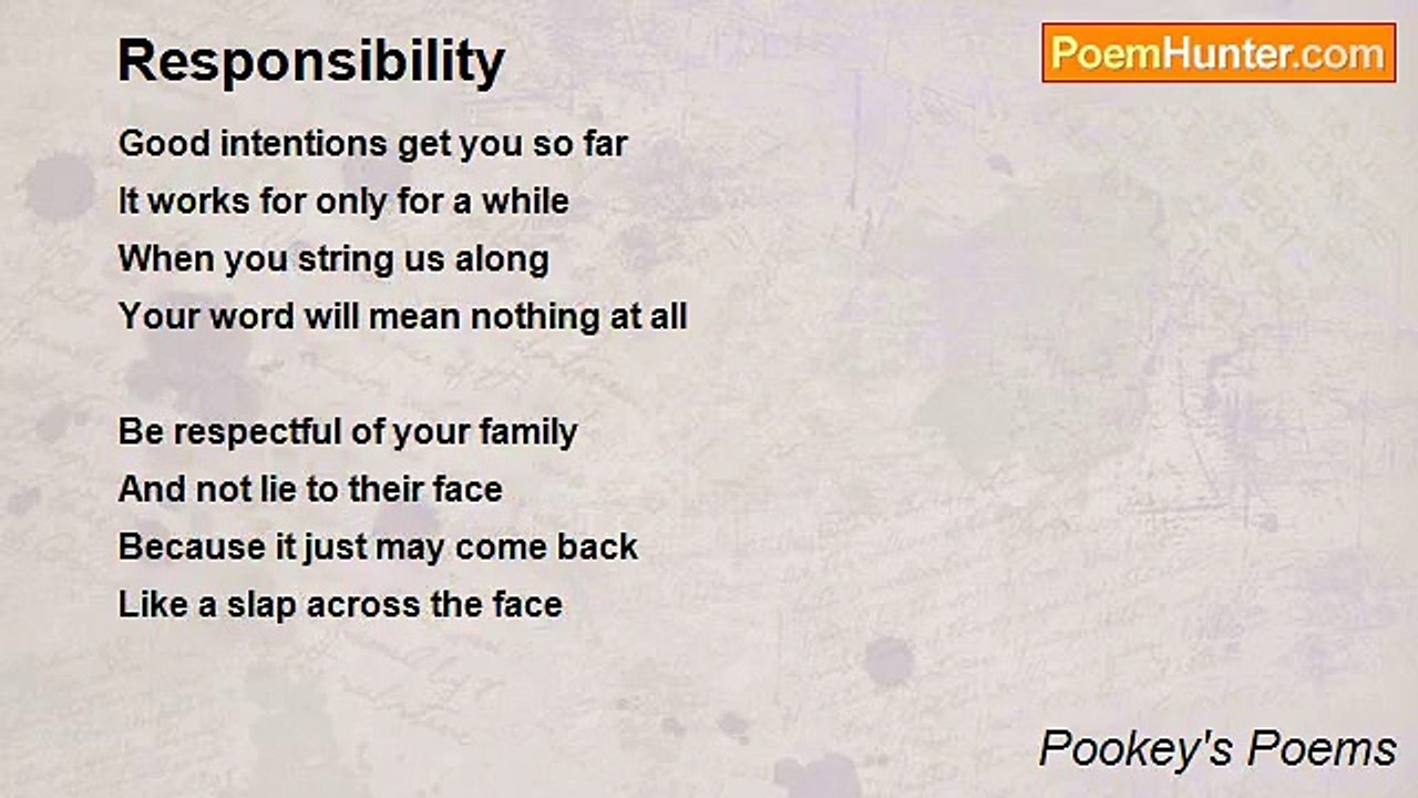 Pookey's Poems - Responsibility