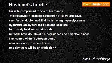 nimal dunuhinga - Husband's hurdle