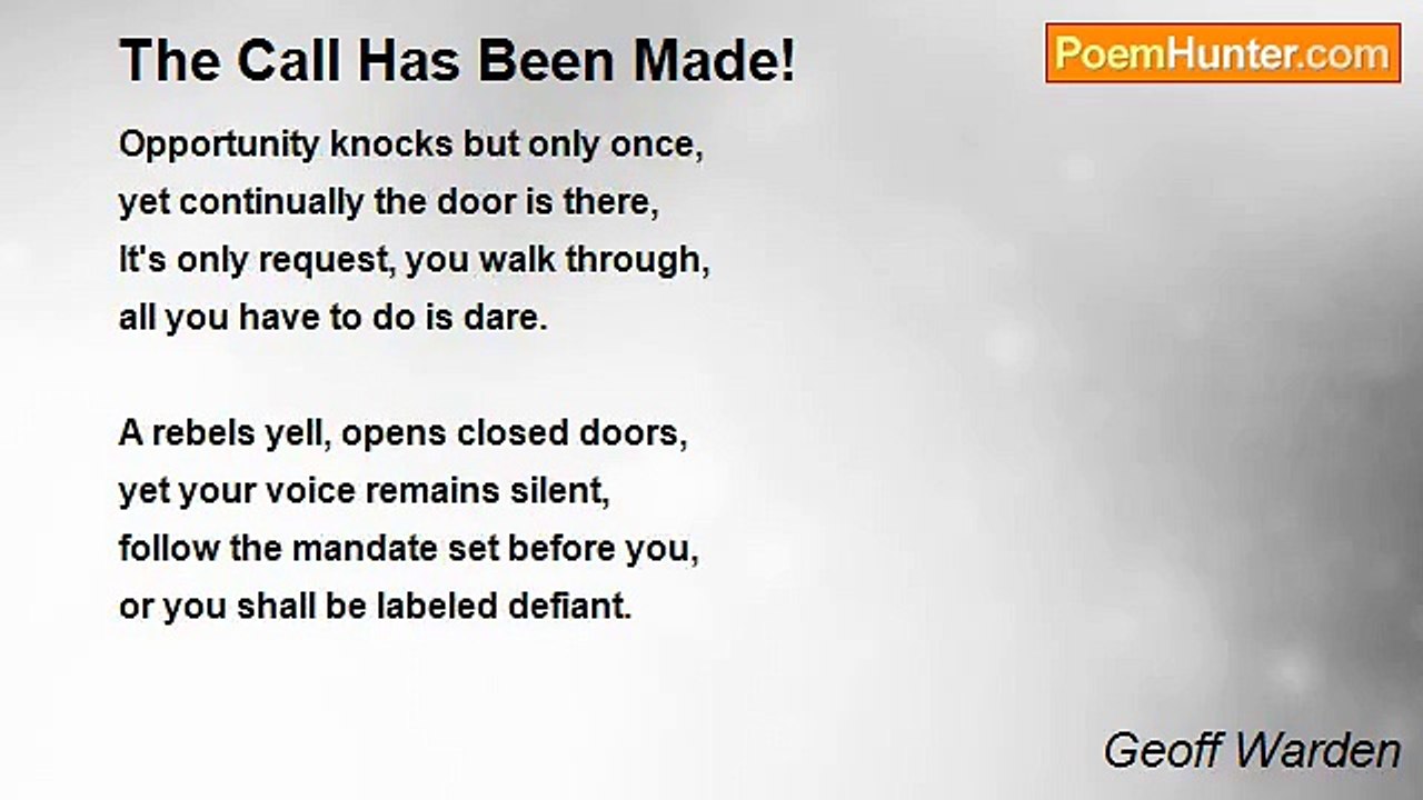 Geoff Warden - The Call Has Been Made!