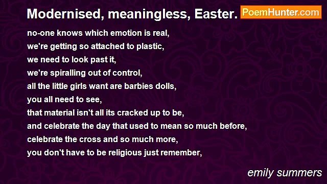 emily summers - Modernised, meaningless, Easter.