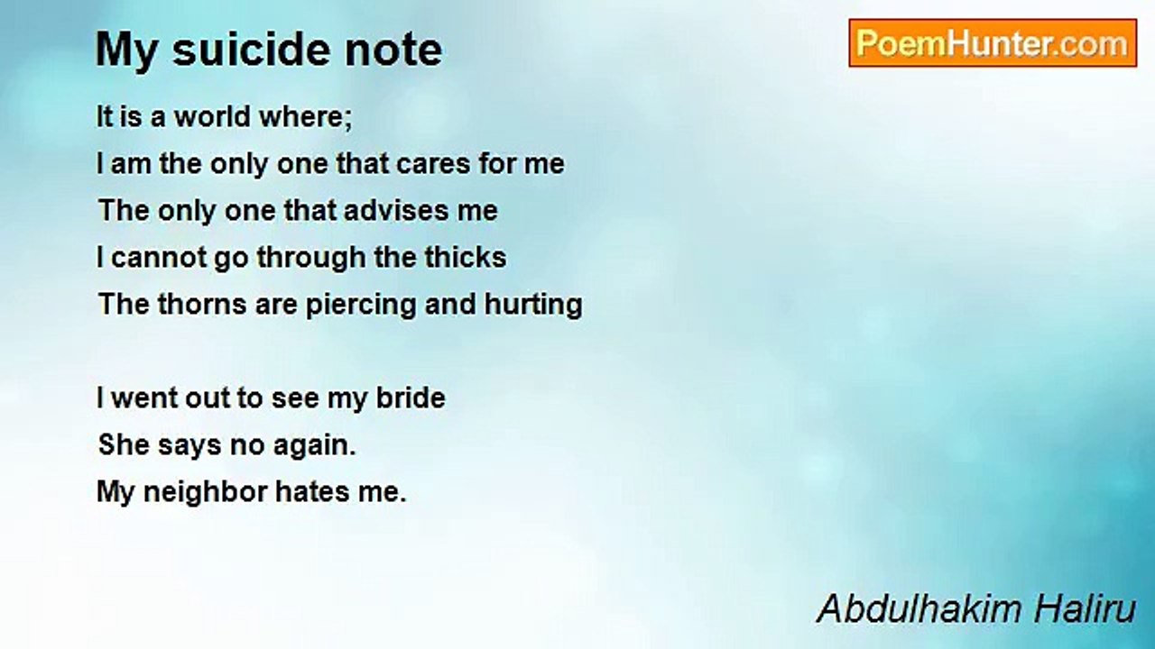 Abdulhakim Haliru - My suicide note