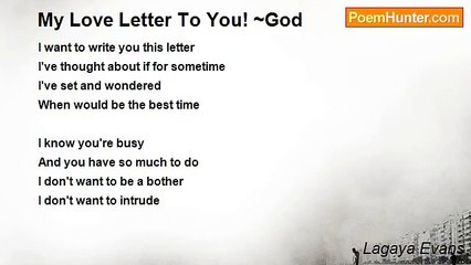 Lagaya Evans - My Love Letter To You! ~God