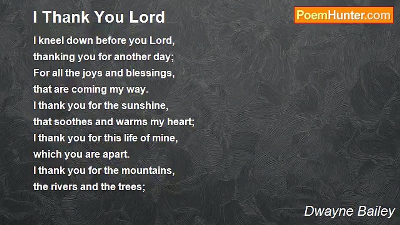 Dwayne Bailey - I Thank You Lord