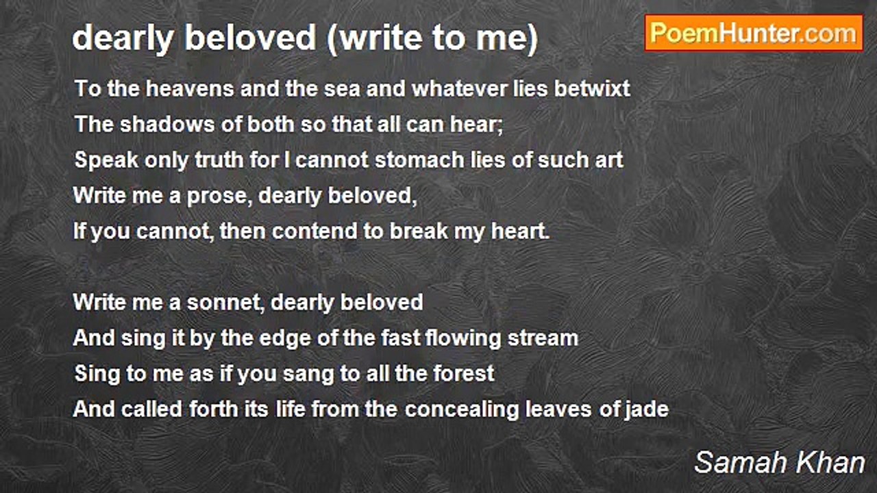 Samah Khan - dearly beloved (write to me)