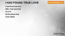 Aldo Kraas - I HAD FOUND TRUE LOVE