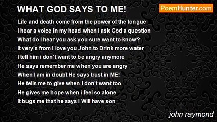 john raymond - WHAT GOD SAYS TO ME!