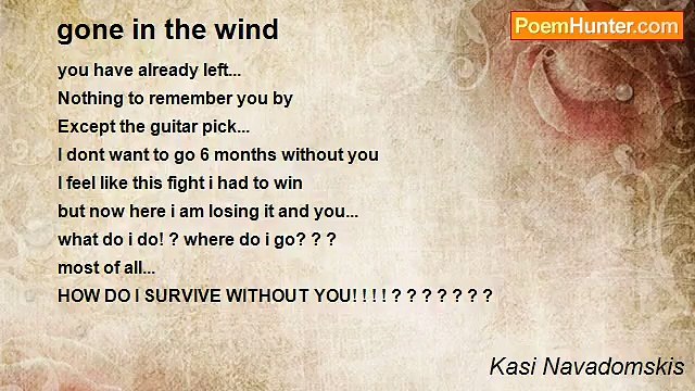 Kasi Navadomskis - gone in the wind