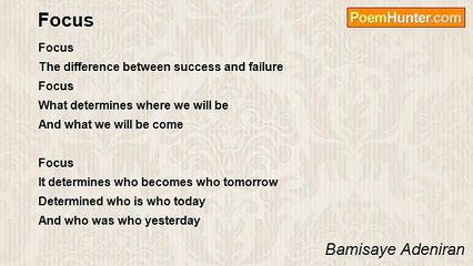 Bamisaye Adeniran - Focus