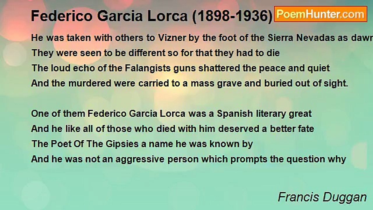 Francis Duggan - Federico Garcia Lorca (1898-1936)