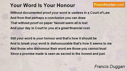 Francis Duggan - Your Word Is Your Honour