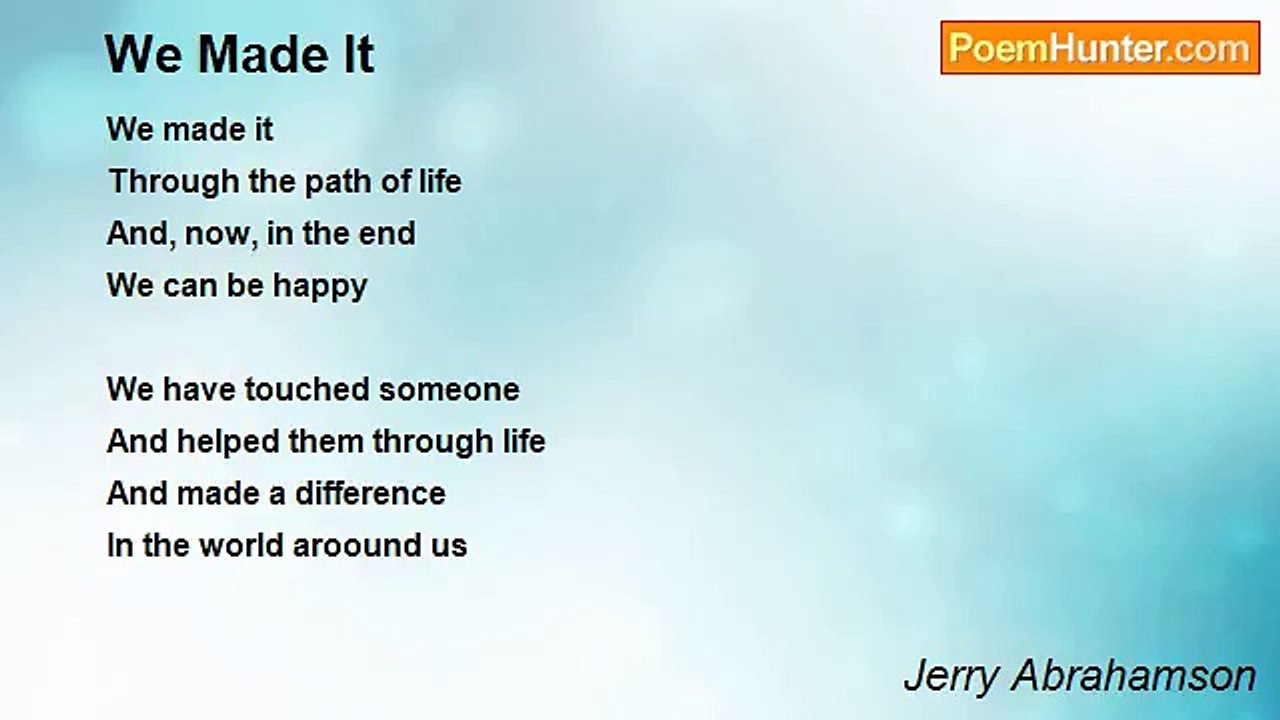 Jerry Abrahamson - We Made It