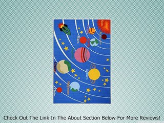 Kids Educational Galaxy Planets Stars Blue Area Rug BAM6049