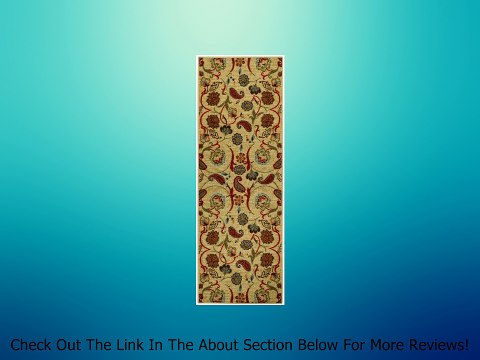 Rubber Back Burgundy Red Ivory Blue Multicolor Floral Non-Slip (Non-Skid) Area Rug & Runner