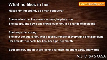 RIC S. BASTASA - What he likes in her