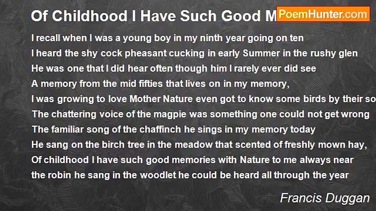 Francis Duggan - Of Childhood I Have Such Good Memories