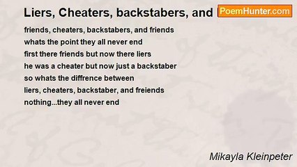 Mikayla Kleinpeter - Liers, Cheaters, backstabers, and Friends