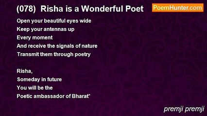 premji premji - (078)  Risha is a Wonderful Poet