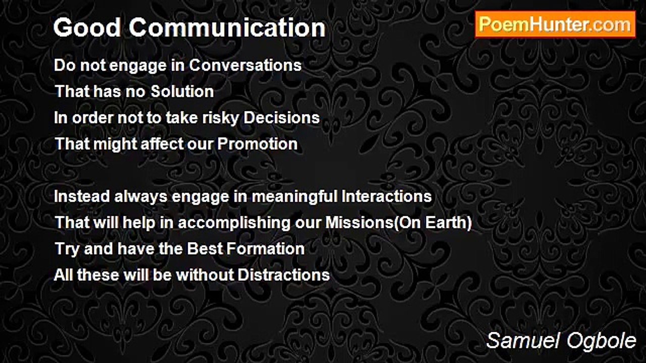 Samuel Ogbole - Good Communication