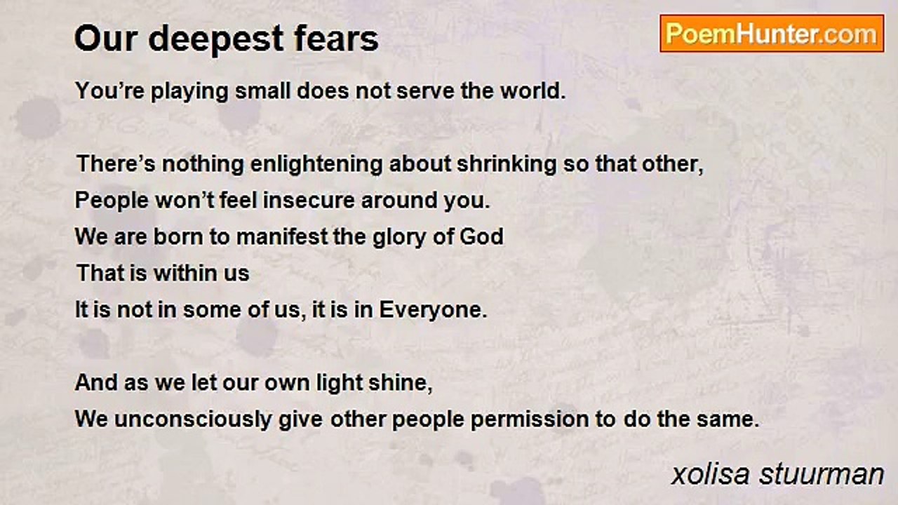 xolisa stuurman - Our deepest fears