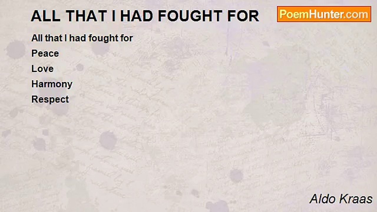 Aldo Kraas - ALL THAT I HAD FOUGHT FOR