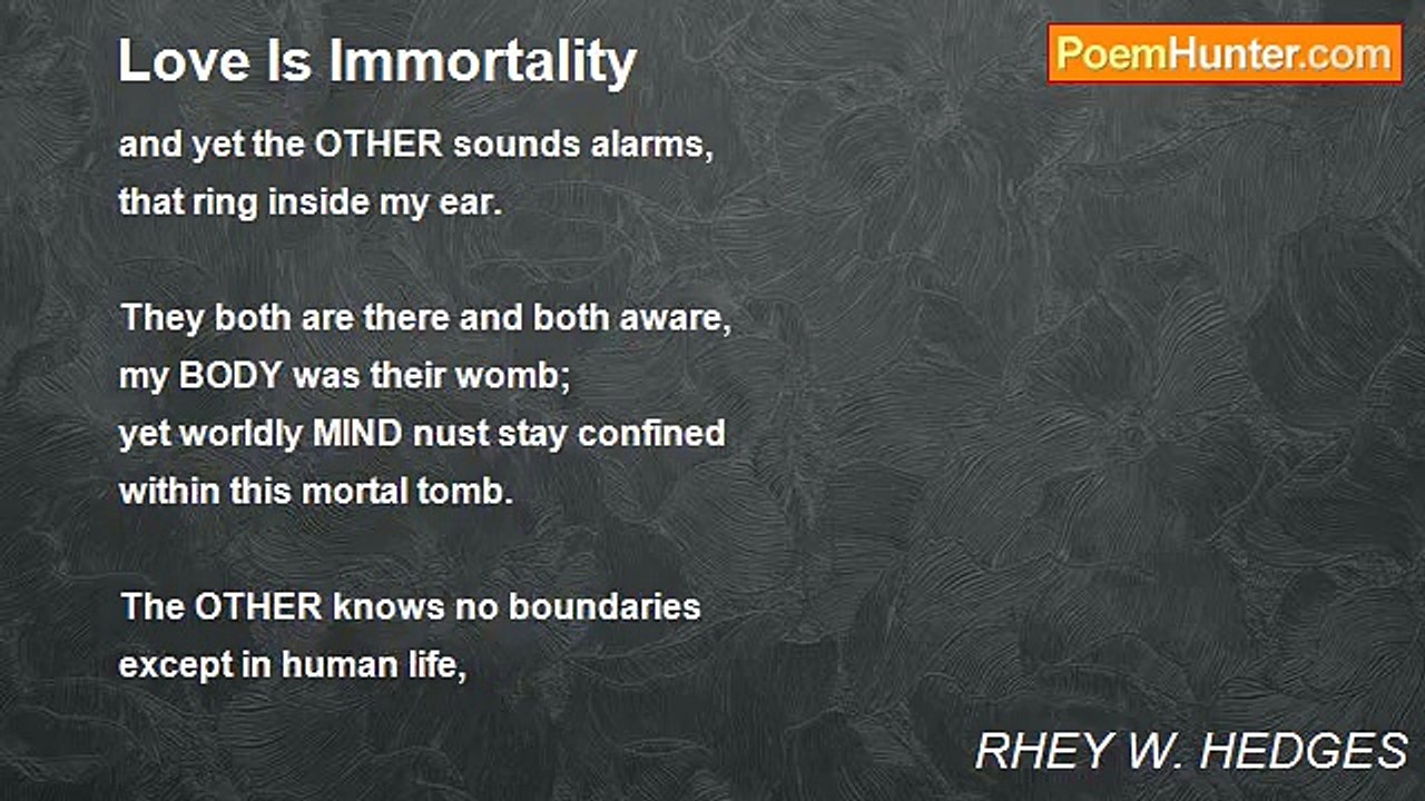 RHEY W. HEDGES - Love Is Immortality