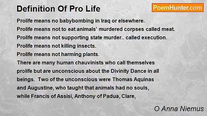 O Anna Niemus - Definition Of Pro Life
