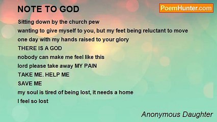 Anonymous Daughter - NOTE TO GOD