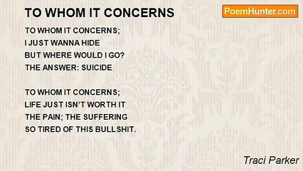 Traci Parker - TO WHOM IT CONCERNS