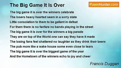 Francis Duggan - The Big Game It Is Over